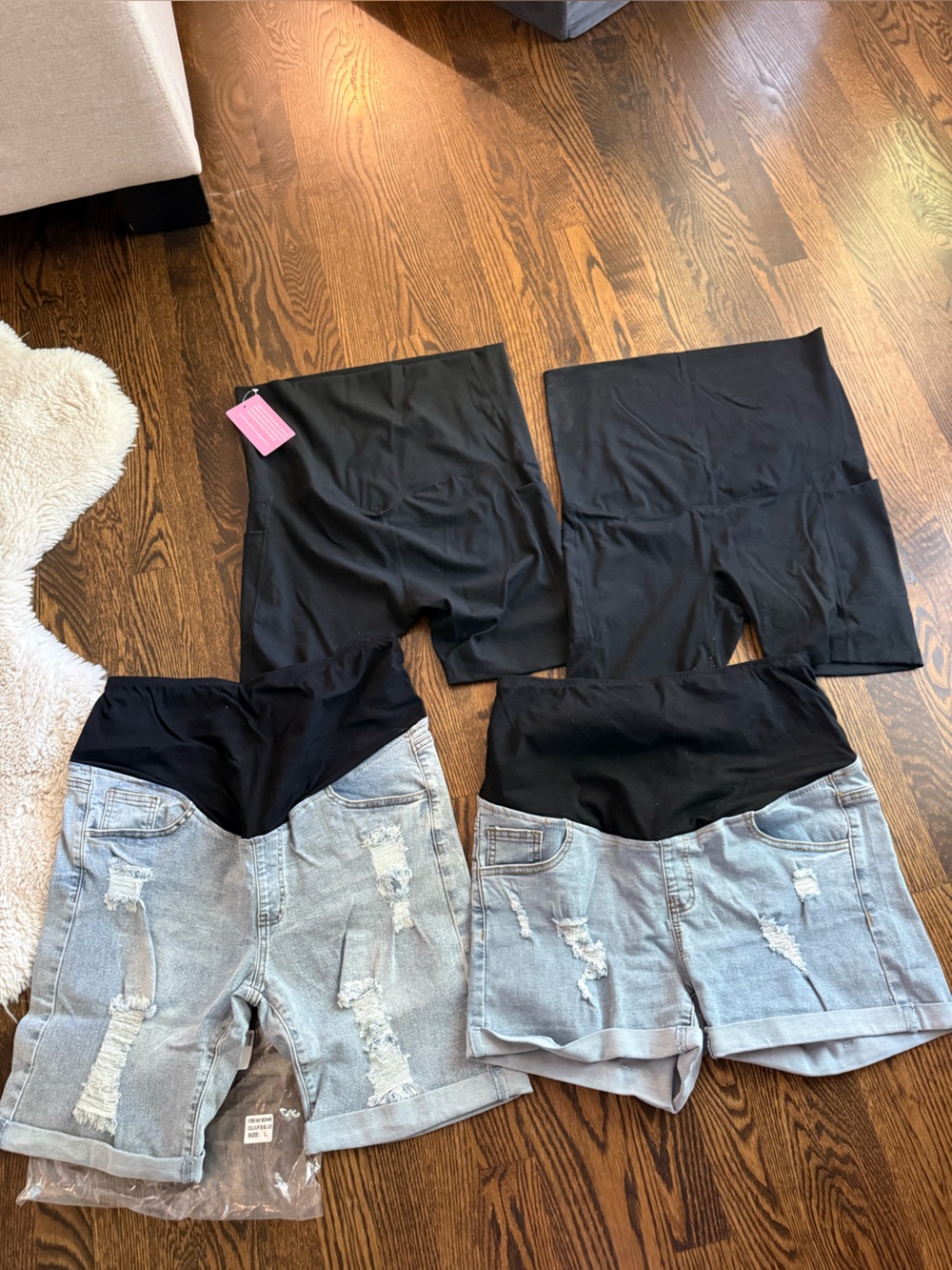 Maternity Denim Shorts with elastic band and bike shorts